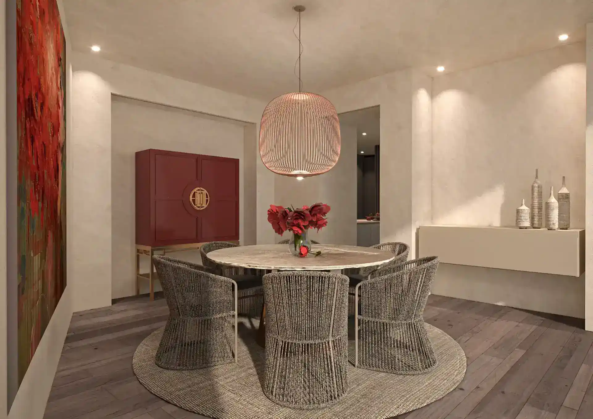 Arredo Interno Con Tavolo E Lampadario